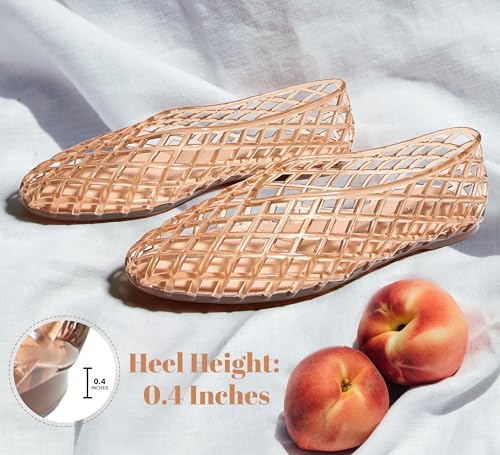 LUCKY STEP Women's Jelly Ballet Flats Mesh Casual Comfortable Jellies Shoes Clear Hollow Breathable Sandals4