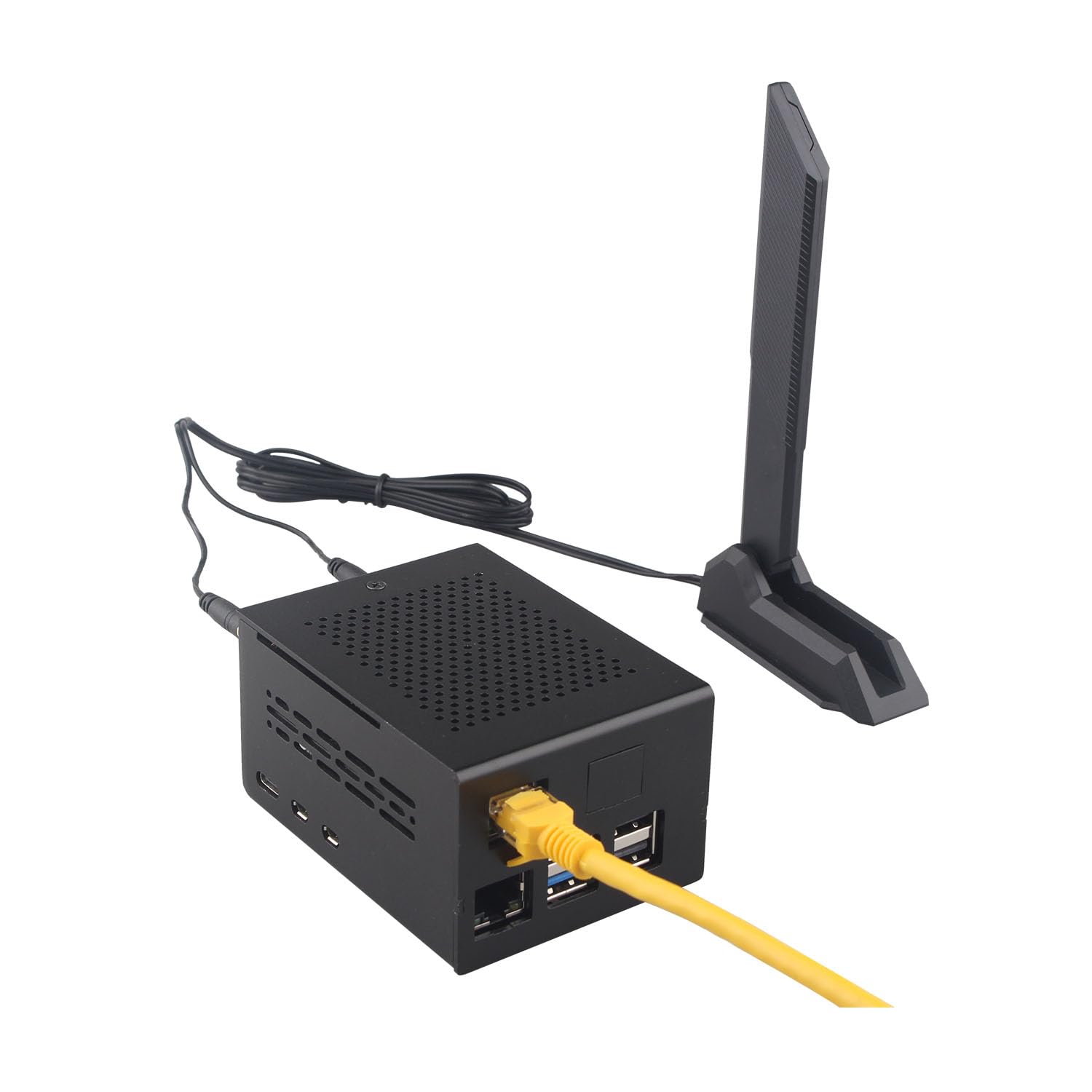 ZDE ZP596C PCIe to M.2 E Key HAT Magnetic Base Antenna WiFi7 6 6E 5 PCIe to 2.5G Ethernet Network Port HAT with ZC506 Case for Raspberry Pi 5 Support Google TPU WiFi 7 BE200 WIFI6E AX210 MT7922 WIFI6