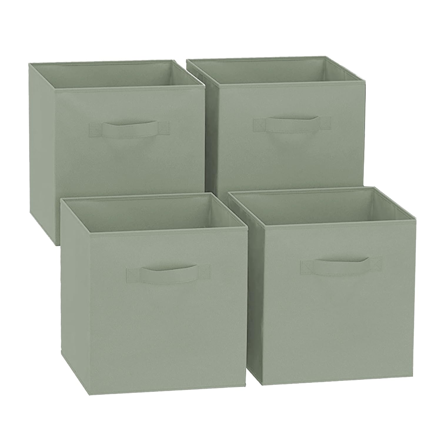 Juego de 4 Cajas de Almacenamiento, Cajas de Almacenamiento de Tela, Cubos de Almacenamiento Plegables, Cajas de Juguetes Plegables, Cajas de Organización, 31x31x31cm, Verde Claro,4 Unidades