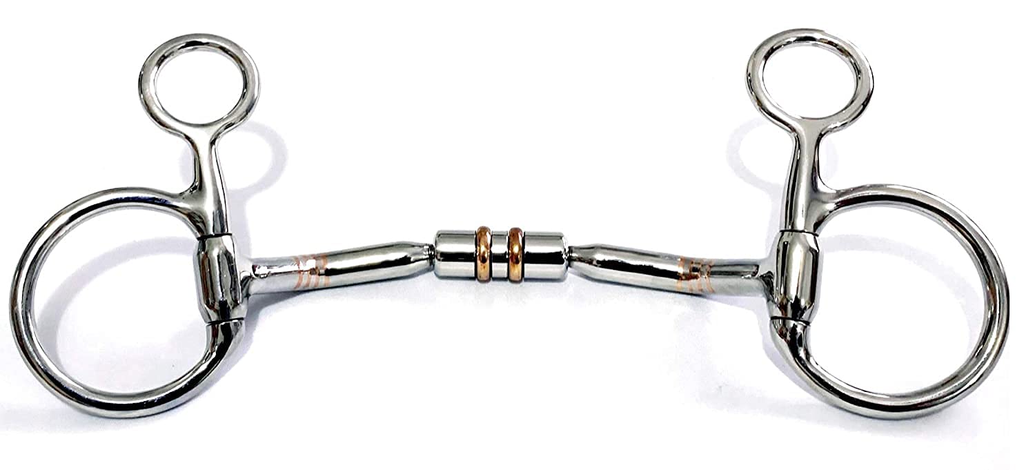 OTTE Baucher Hanging Cheek Horse Bit Barrel Snaffle Bit All sizes Copper Roller Inlay (4.75")