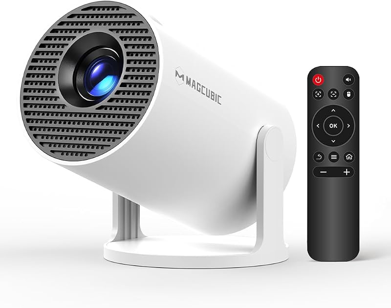 Mini Projector with WiFi and Bluetooth, 4K Support Smart Portable Projector, Small Proyector with 200ANSl & AutoKeystone, 180° Rotation HY300Pro Video Proyector for Bedroom, Movie, Outdoor