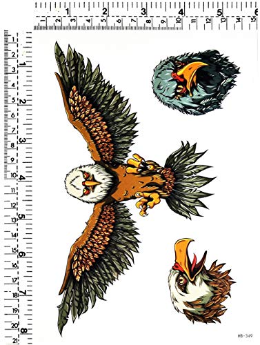GS912 Tattoo 8.2''X5.7'' Flying bird American Eagle Large Temporary Tattoos Sticker Transfer for Man Women Teens Painting Designs Body Art 3D Waterproof fashion Art Fake Body (13) image 5