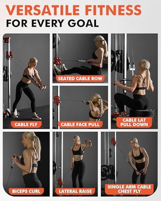 Mikolo Wall Mount Cable Station, Cable Crossover Machine with Dual Pulley System and 18 Adjustable Positions for Home Gym Fitness Equipment