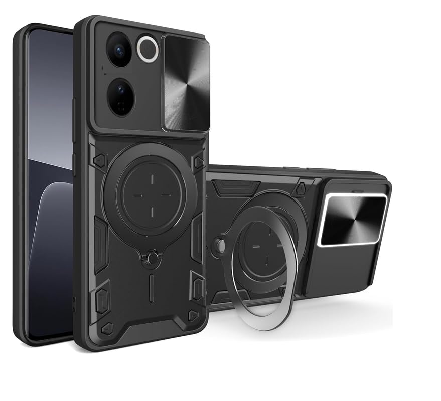 CoverLine Back Cover Anti-Drop Case with 360° Metal Bracket Slide Camera Protection Case for Vivo Y200 Pro - Black (B0D9MB2RRG) Amazon Price History, Amazon Price Tracker