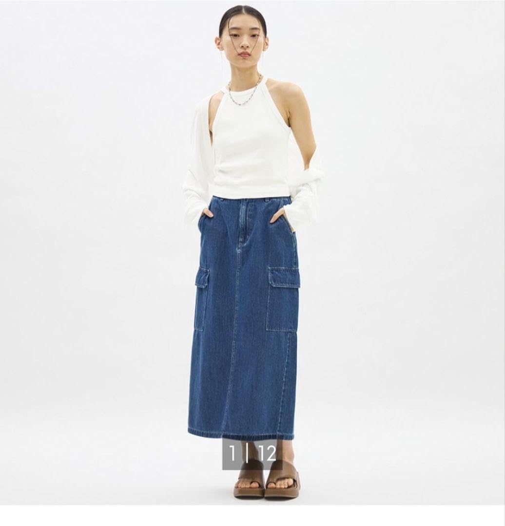 Amazon.co.jp: Gu Denim Cargo Long Skirt : Clothing, Shoes