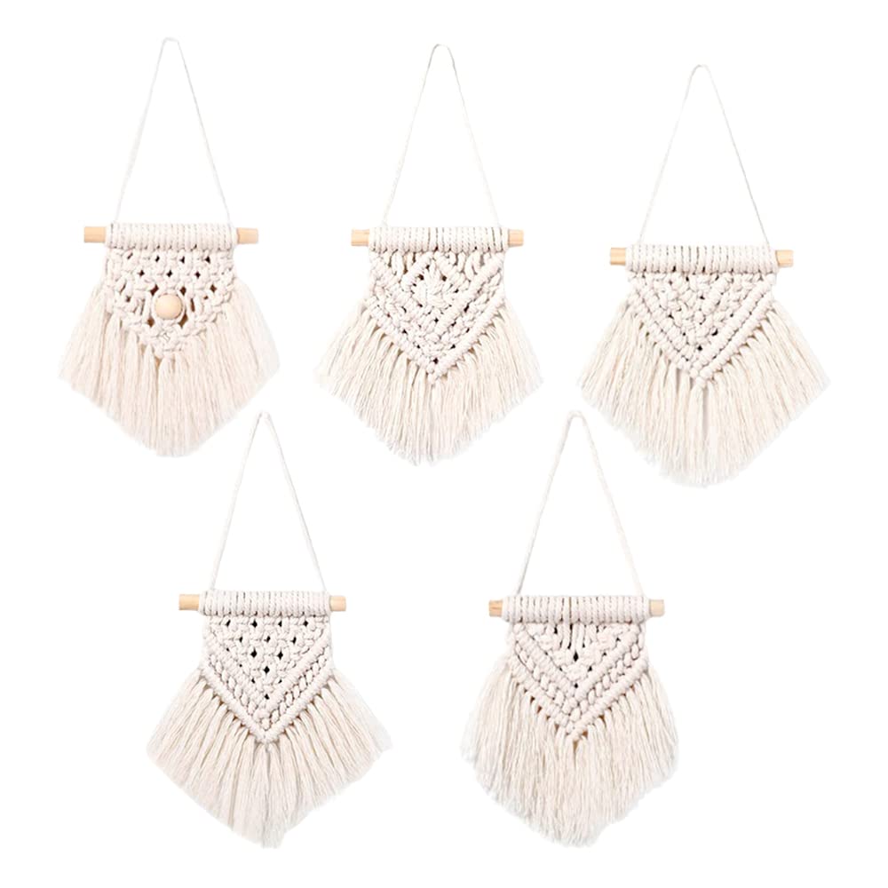 Gotetiso 5 Piezas Macrame Pared Mini Macramé Tapiz Macrame Tejido Colgante de Pared Macrame Decoración Macrame Colgante ​Decoración de Pared Hogar Dormitorio Sala