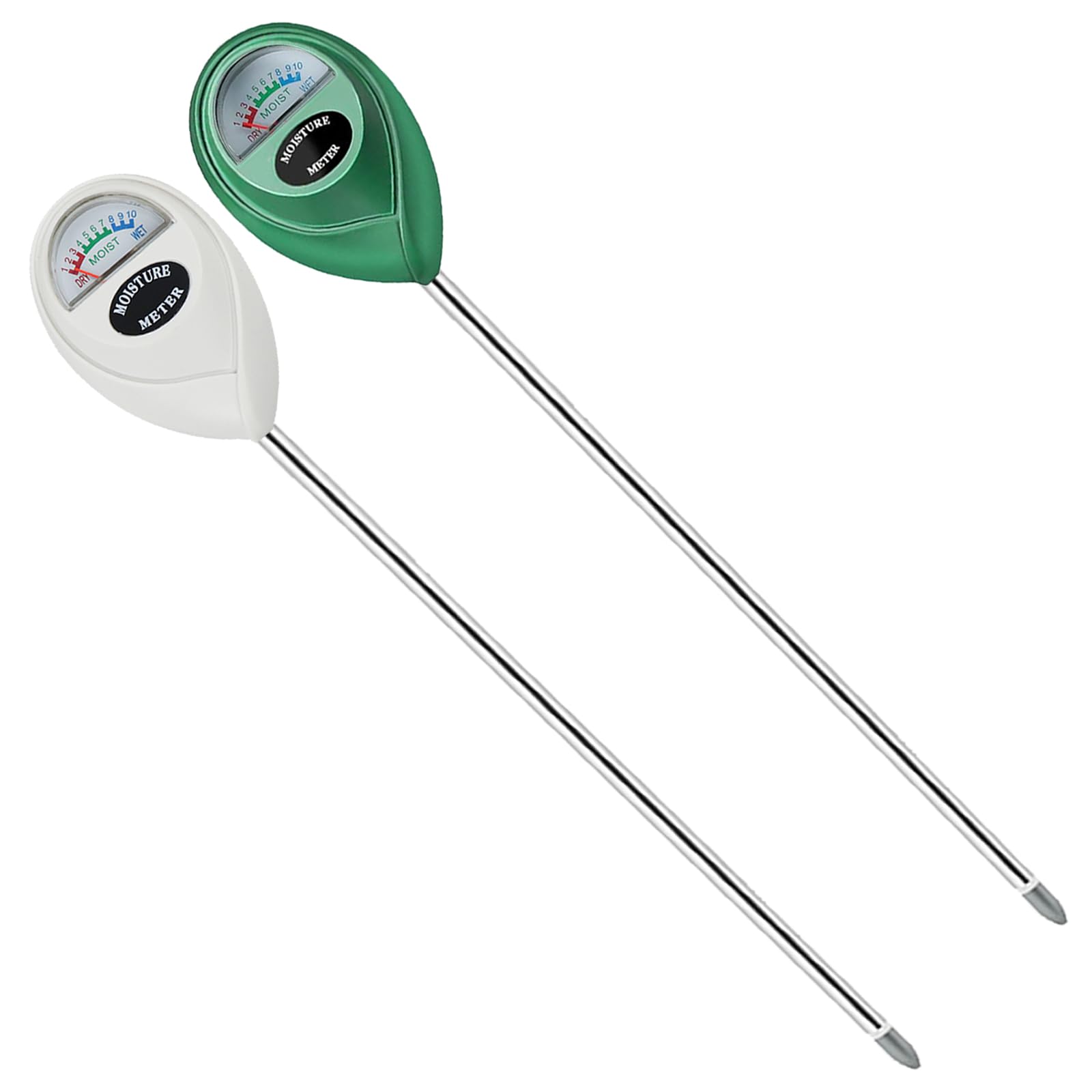Soil Moisture Meter, 2 Pack Long Probe Soil Moisture Monitor for House Plants, Soil Hygrometer Moisture Sensor for Indoor & Outdoor, Garden, Farm, Lawn Plant Care, No Battery Needed(Green + White)