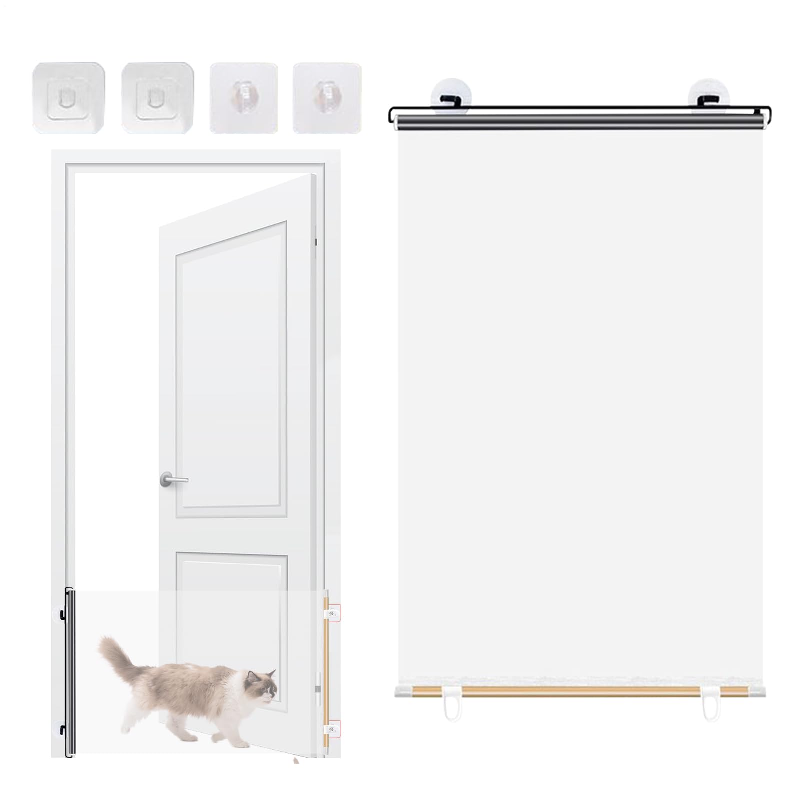 Fenayuu Retractable Pet Gate - Adjustable Extendable Safety Gate - Extendable Foldable Privacy Screen for Indoor Outdoor Doors Stairs Hallway Patio Garage Deck Children Puppies