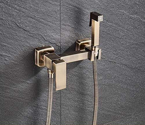 Robinet d'aérographe de bidet en laiton, mélangeur chaud et froid avec douchette carrée bronze