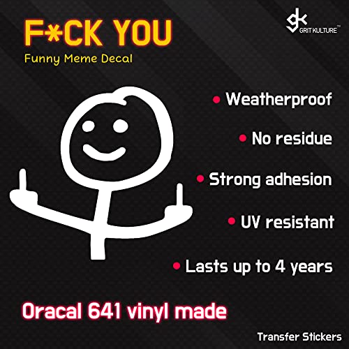 Gritkulture Fuck You Funny Meme Decal Large Vinyl Sticker For Cars, Trucks, Windows Middle Finger (#2) #TOP3