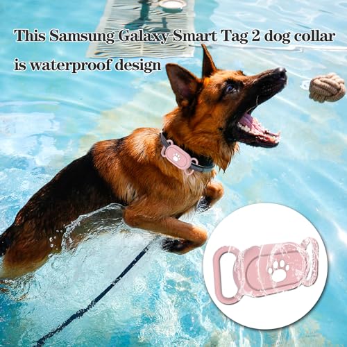 Image of Waterproof Dog Collar Holder Compatible with Samsung Galaxy SmartTag2, Silicone GPS Tracker Hidden Loop Holder for Smart Tag2, Anti-Lost Collar Tag2 Paw Case (Pink)