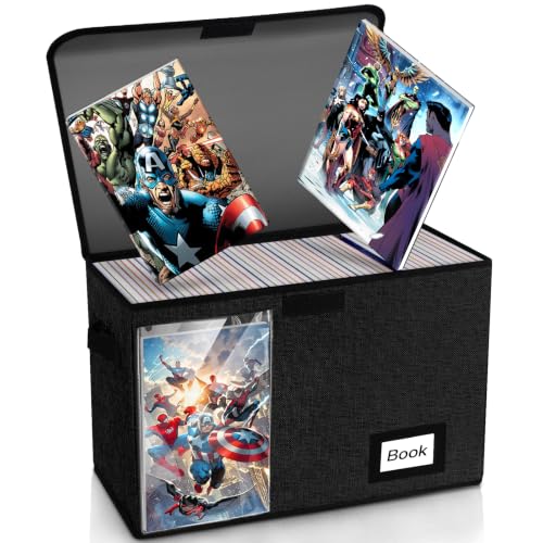 Image of Display Comic Book Storage Box 15.8 inch X 7.8 inch X 11.8 inch, Collapsible Holds 160-180 Comic Book Bags Organizer Heavy Duty Bin Container Holder Shelf for Comic Book Sleeves and Boards, 1 Pack