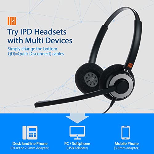IPD IPH-165 Phone Headset with Noise Cancelling Microphone for Office and Call Center -Compatible with Cisco landline Phones -7800/7900/8800/6945 Series,Interquartz and Altigen landline Phones - image 3