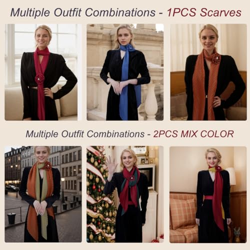 Rose Flower Scarf Skinny for Women Soft Scarf Belts Sash Necktie Neck Scarf Choker Solid Color Narrow Scarf, Dg+red, Medium - Image 7