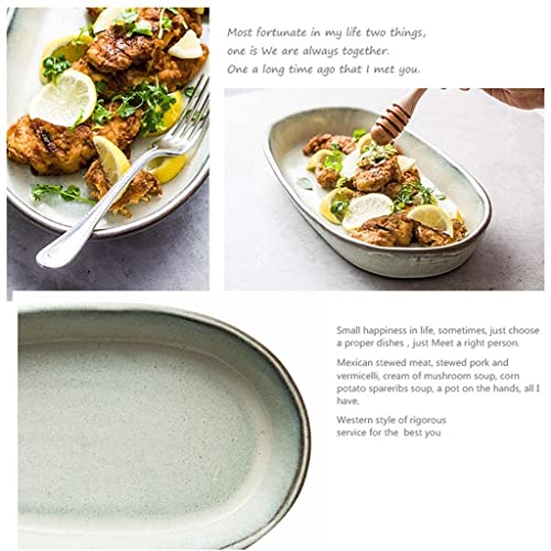 Stoneware Plate Retro Plate-Ceramic Dessert/Appetizer Plates, Rectangular Salad Plates For Fruit, Cheese, Dessert, Lunch And More Cooktop Plate #TOP2