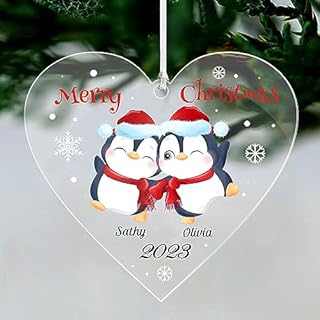 Personalised Christmas Baubles Christmas Tree Decorations Xmas Tree Decoration 2023 Family for Family UV Print Acrylic Christmas Decorations Ornament Xmas Tree Bauble (Heart Family of 2)