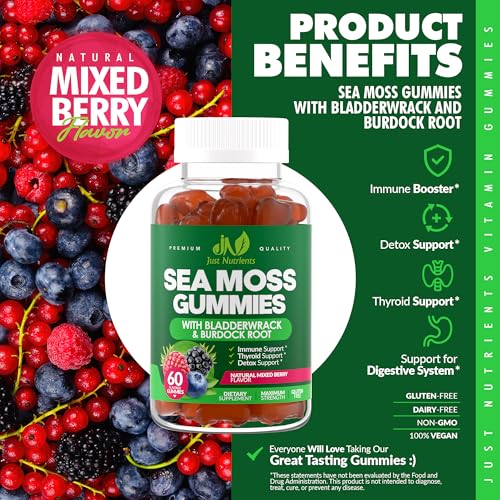 Just Nutrients Sea Moss Gummies (60 ct) – Sea moss, Bladderwrack & Burdock — view 3