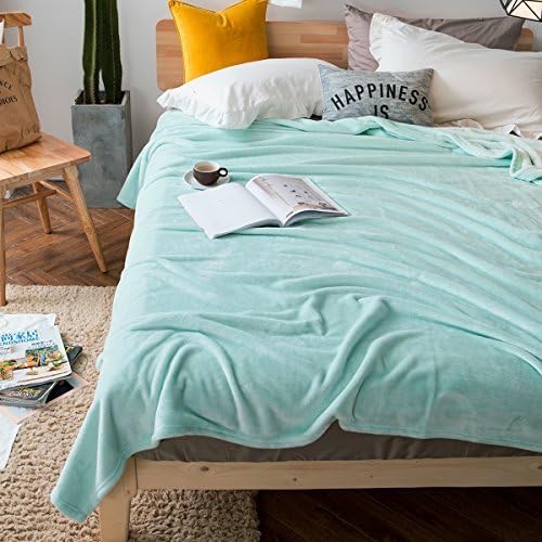 Luxury Collection Microplush Flannel Fleece Blanket | Ultra Soft 380 GSM Lightweight All-Season Anti-Static Throw/Blanket for Sofa Couch Bed (Queen (78'' x 90''), Turquoise)