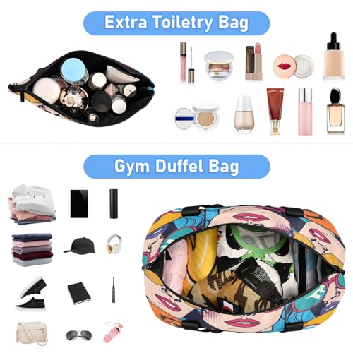 Women Girl Graffiti Travel Duffel Bag Waterproof Gym Sport Tote Bag Carry On Weekender Bag with Compartment4