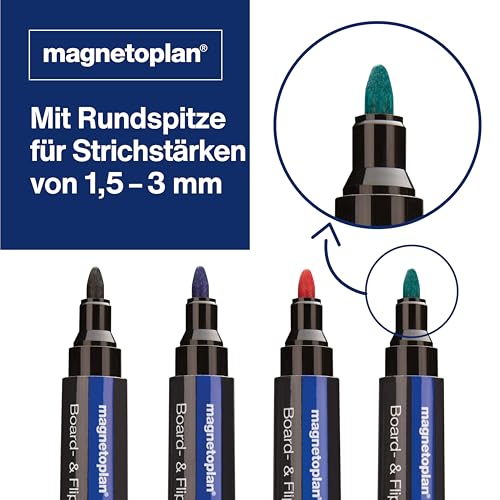 magnetoplan 12281 Board- und Flipchartmarker, sortiert, 4 Stück