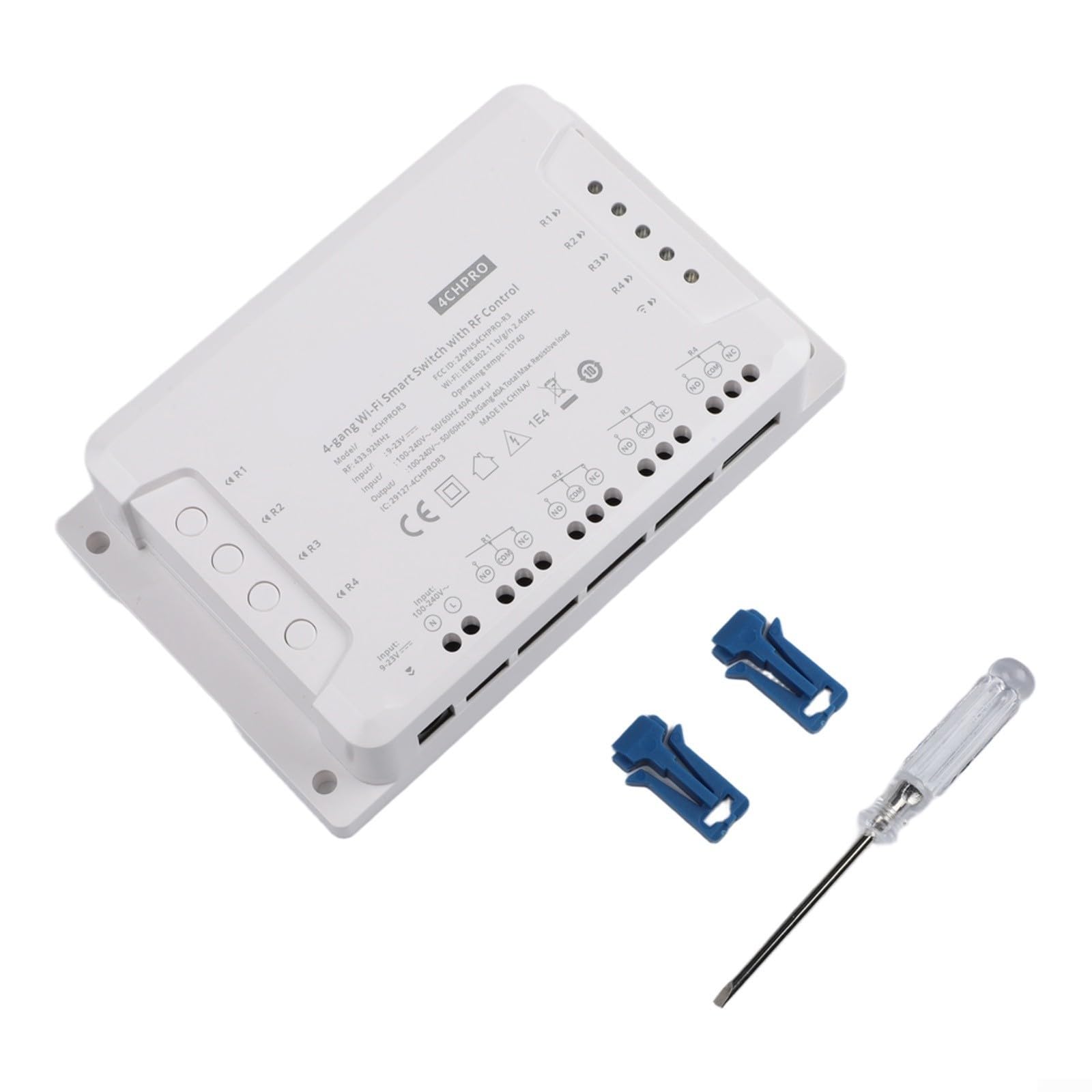 Módulo Interruptor Inteligente WiFi 4 Canales con Control RF, Compatible con para SONOFF 4CH R3 y 4CH PRO R3, para Hogar y Automatización, (4CH Pro-R3)