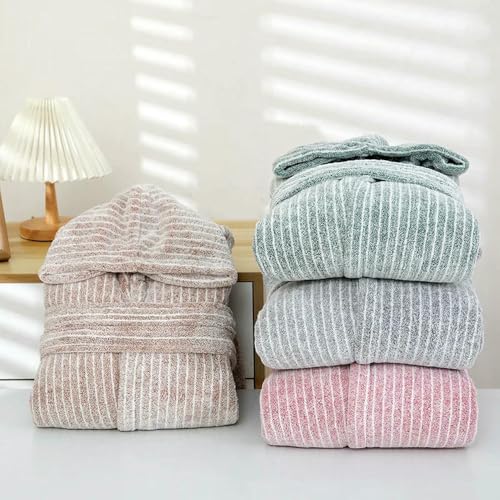 Peignoir à capuche unisexe à rayures peignoir de bain nuit confortable - 6