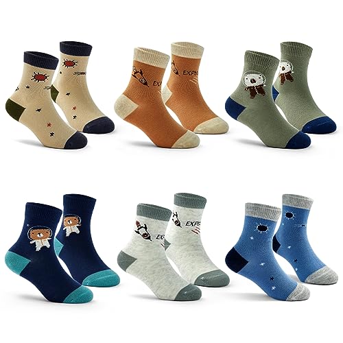 Boys Seamless Toe Socks Kids Cotton Crew Socks Colorful Quarter Socks