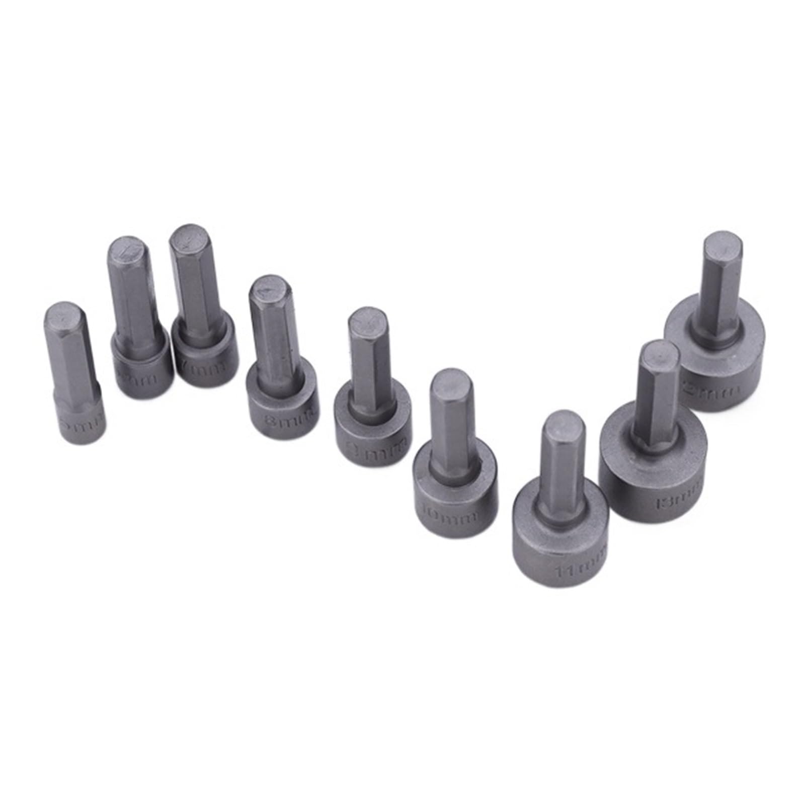 NZBZTANNAP 9pcs/Set 5mm-13mm Hex Socket Sleeve Nozzles Nut Driver Set for Power Drills Impact Drivers Power Screwdriver Handle Tools Socket Socket
