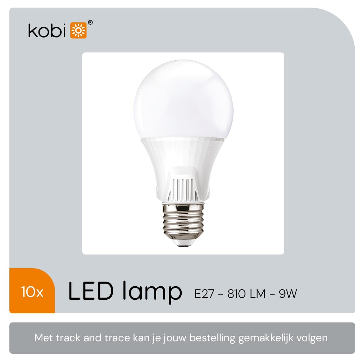 KOBI Premium LED-Lampe E27 9W - 810lm - 6500K Kaltweiß (Tageslicht) - 230V - 30.000 Stunden Lebensdauer - Standardform - Für Arbeitsplatz oder Spiegelschrank - 10 Stück
