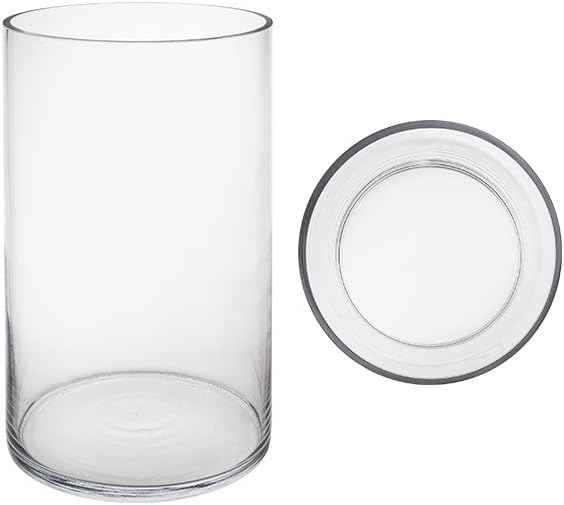 Cylinder Vase 6 Inch x 10 Inch, Decorative Clear Glass with Sturdy Base, Wedding Centerpieces, Flower Bouquets, Home Décor, Celebrations, Parties, Event Planning, Arts & Crafts