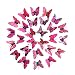 Produktbild BakeLIN Wandaufkleber Wandtattoo, 3D Schmetterlinge DIY Kühlschrank Aufkleber Wandsticker Wohnzimmer Schlafzimmer Haus Dekoration 30 Pcs (30 Pcs, Rose rot)