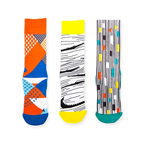 Men's Athletic Cotton Running Socks, Comfort Cushioned Sports Socks 3-Pack-Mixed (Orange+Yellow+Blue)