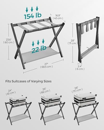 image for SONGMICS Luggage Rack for Guest Room, Suitcase Stand with Storage Shel