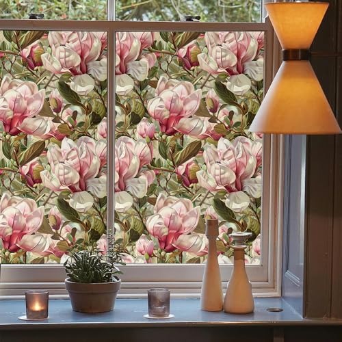 Vinilo para ventana 40x300 cm decorativo rosa y verde miniatura 3