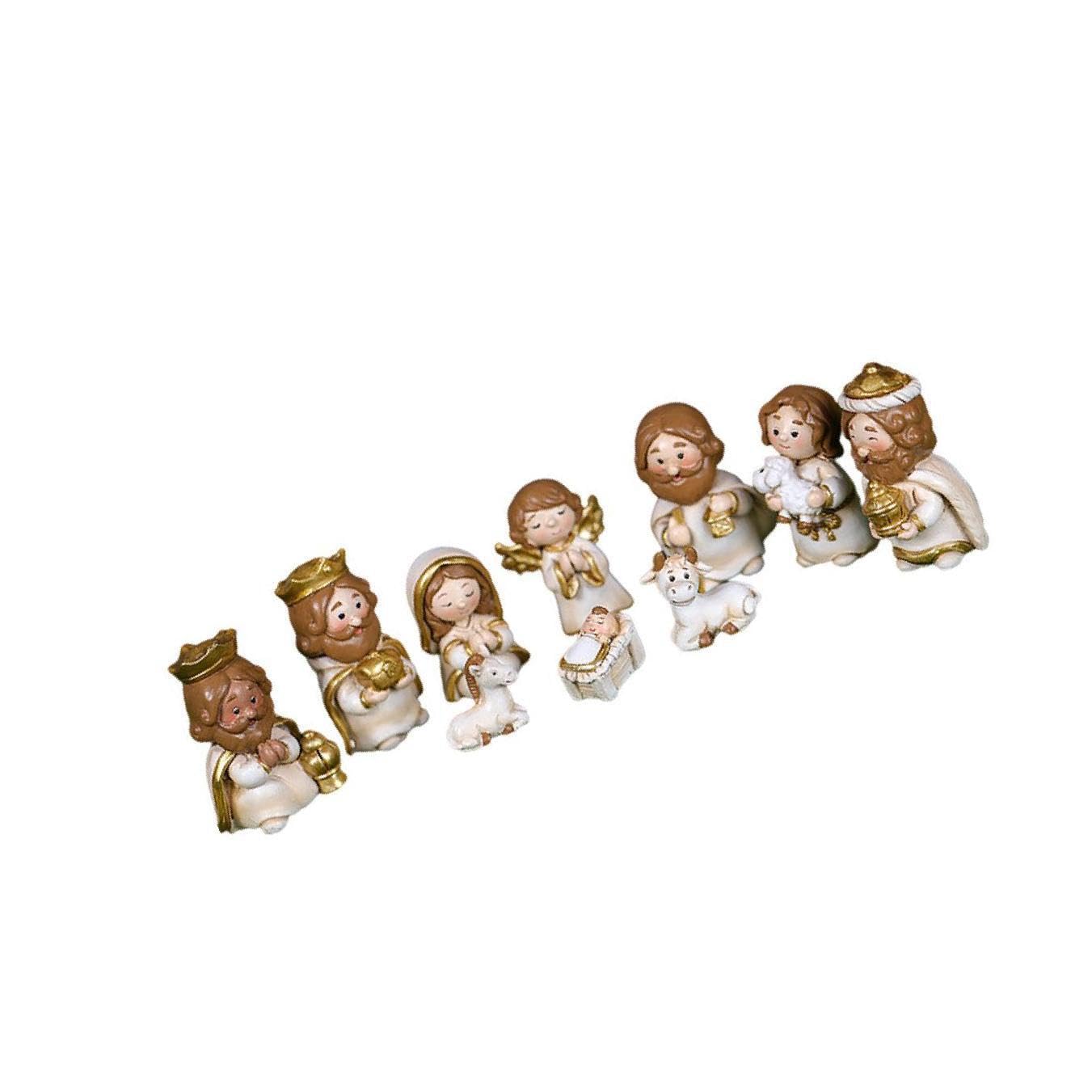 KIXZSAZ Elegant Holy Nativity Scene Set Decorative Xmas Tabletop Ornament Gifts Figurines Statue, White, 6cm