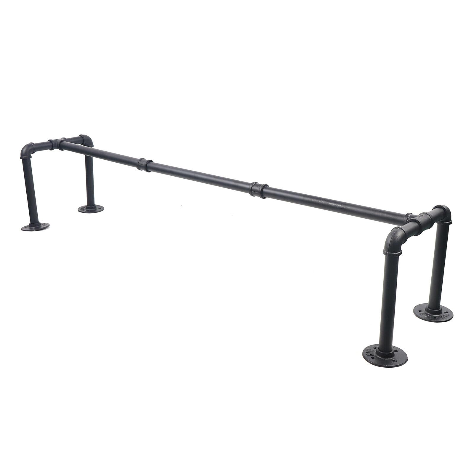 Barra Colgadores de Ropa de Pared Industrial de 115 cm, Montaje en Pared, Industrial, para Dormitorio, Salón, Color Negro