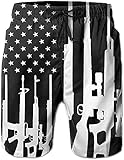 SARA NELL Mens Gun Design American Flag Breathable Beach Board Shorts Swim Trunks Quick Dry (XL Gun Design American Flag)
