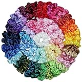 SUTHIA Satin Scrunchies for Women 60 Pack, Silk Scrunchies for Hair Scrunchies for Girls Scrunchie Bulk Kids Scrunchies Silk Hair Ties No Damage Ponytail Holders Satin Hair Tie for Thick, Curly Hair