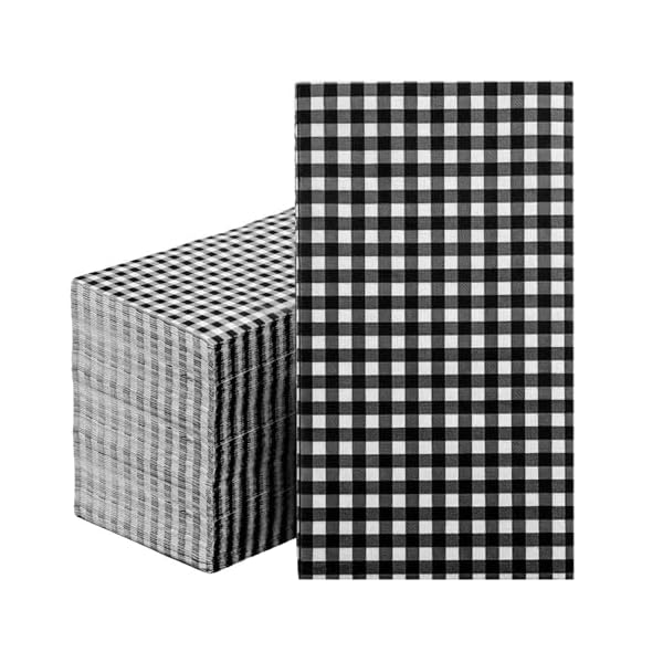   100-Pack-Black-and-White-Gingham-Checkered-Paper-Napkins-Disposable-3-Ply-Decorative-Guest-and-Party-Napkins-for-Summer-Picnic-Barbecue-Wedding-Camping-Table-Decorations-For-Lunch-Dinner