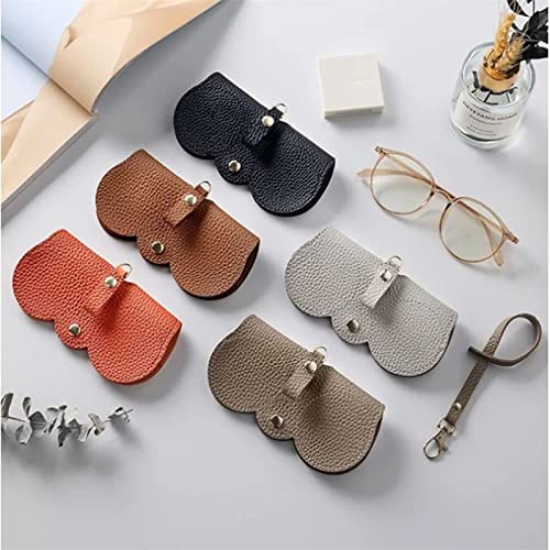 Soft Leather Sunglasses Bag, Leather Glasses Case Holder Portable Slim Sunglasses Pouch Soft Eyeglasses Bag Eyewear Sleeve (Orange) #TOP5