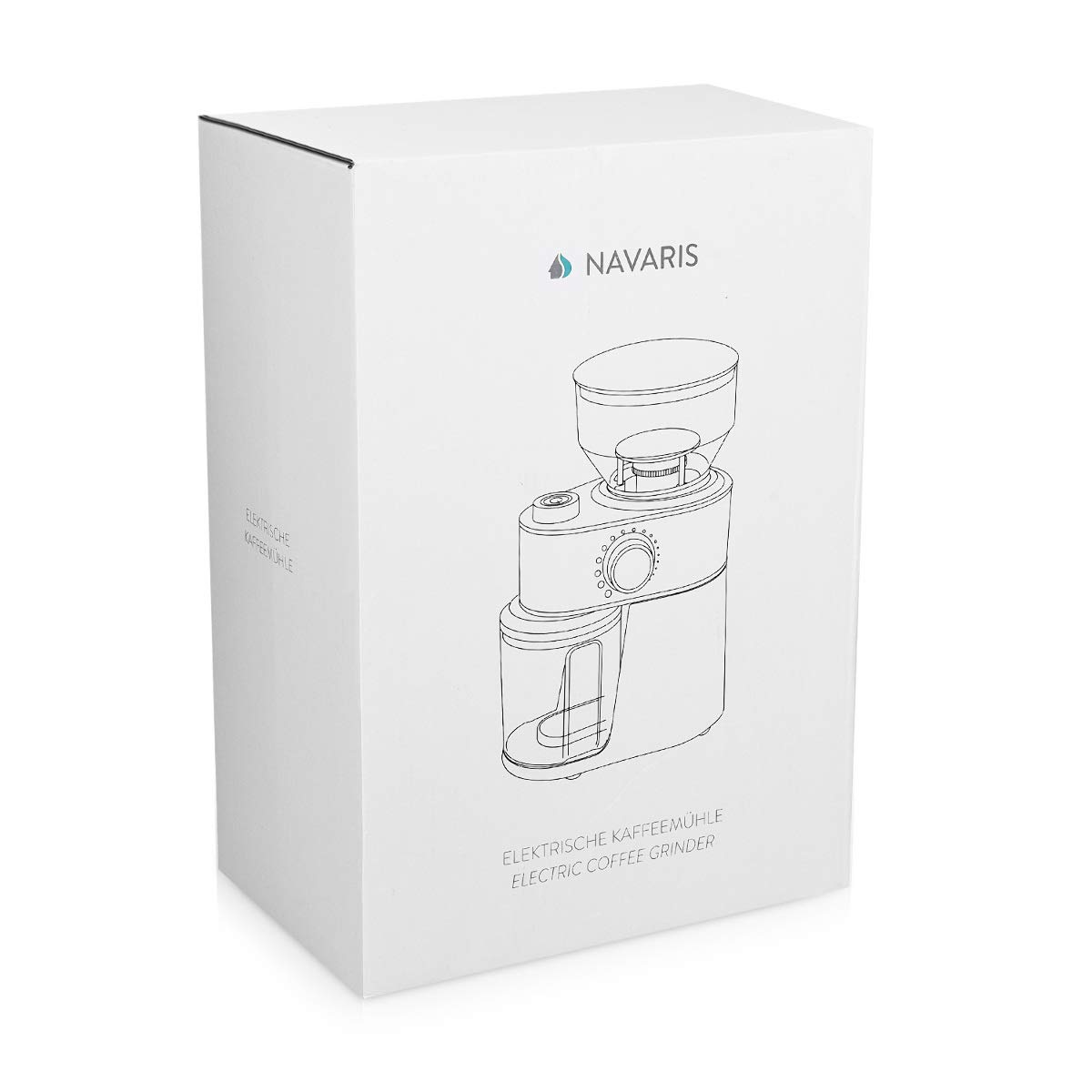 Navaris Moulin à café électrique - Broyeur de café avec meule plate pour 2 à 14 tasses - Grinder avec différentes épaisseurs de mouture