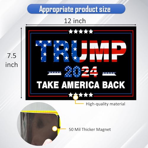 Image of 2 Pack Trump 2024 Flag Car Magnet, Heavy Duty Ply-Donald Trump Take America Back Waterproof Magnetic Sign 12 inch inch x 7.5 inch inch