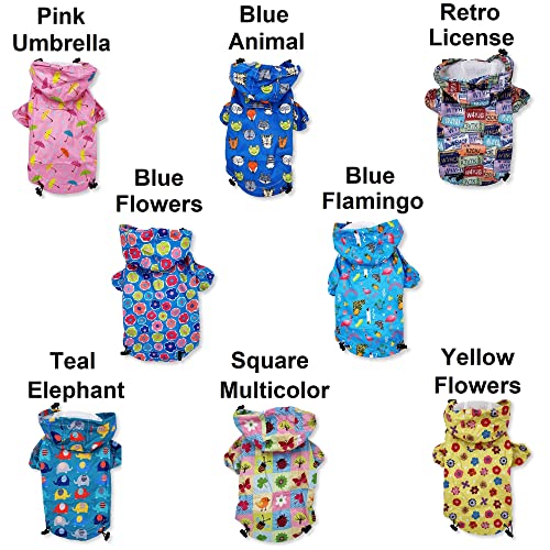 Dog Raincoat Hooded Leash Hole Waterproof Rain Coat Jacket Rainwear For Small Pet Cat Puppy (Xxs: Length - 8", Yellow Flowers) #TOP5