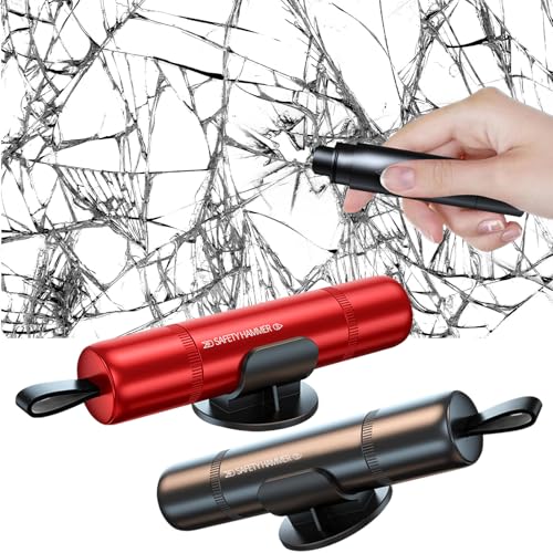 Notfallhammer Auto mit Gurtschneider, 2 Stück 2 in 1 Gurtschneider Notfallhammer, Protector Sicherheitshammer, Nothammer Auto, Sicherheitshammer mit Gurtschneider, Notfallwerkzeuge Autozubehör