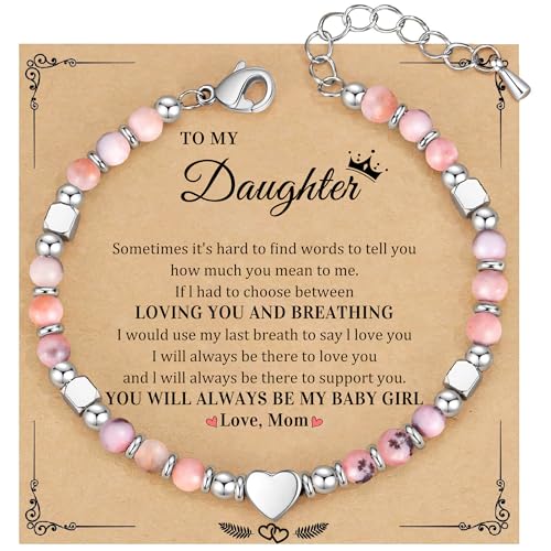 Christmas Gifts for Women, Stocking Stuffers for Teens Beaded Bracelets for Women Gifts for Mom Christmas Gift Mothers Day Gift for Grandma Daughter Bonus Mom Nature Stone Bead Bracelet Graduation Jewelry for Her 2026
