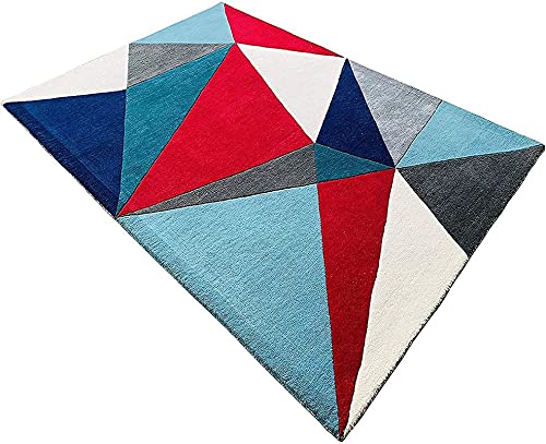 Image of Hand Made Tufted Carpet Premium Wool Abstract Irregular Design Non Slip Area Rug for Living Room Weight- |26 Pound|Size-5x8 Feet (60x96 Inch)