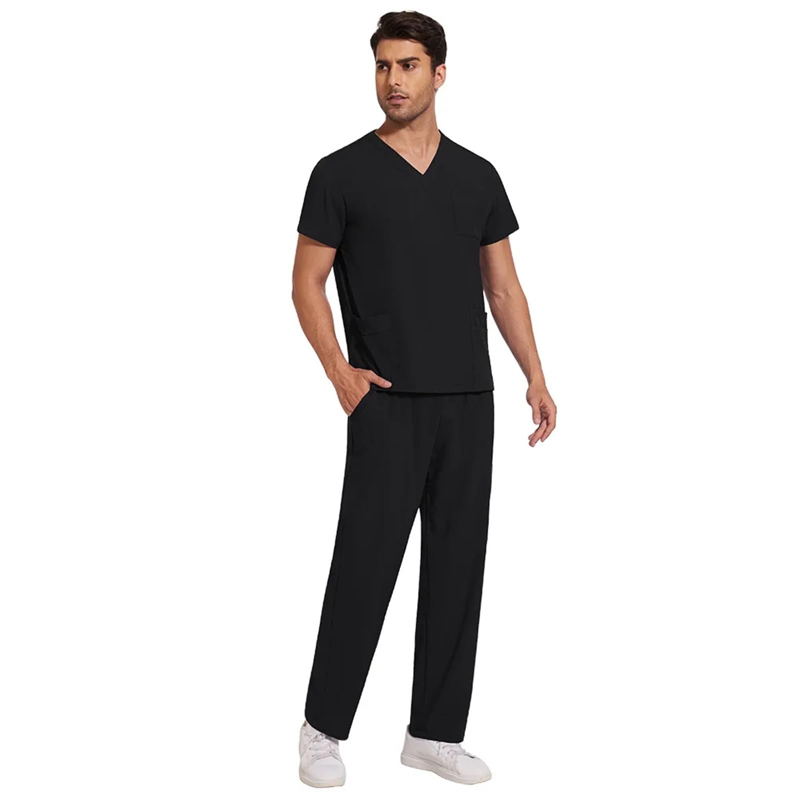 AHUFGN Nurse Scrubs Women Sanitary Dentist Medical Nursing Veterinary Surgical Uniform Men Work Wear Jogger Man Scrubs Set(Color 3,XXL)