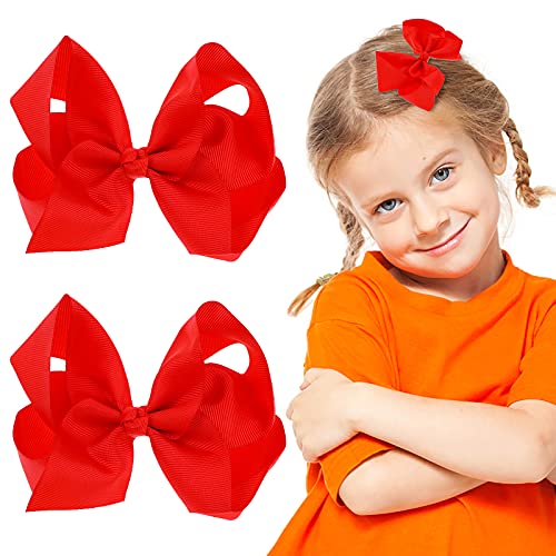 Molain Lot de 2 barrettes à cheveux en ruban 15,2 cm Rouge Pour queue de cheval Pour Halloween Noël Saint-Valentin Pâques cosplay fête Accessoires de coiffure pour tout-petits filles et femmes