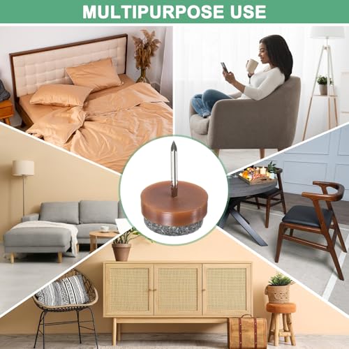 Image of M METERXITY 24-Pack Furniture Felt Pads Nail-on, 0.79 inch (20mm) Heavy Thickening Felt Round Pad for Chair /Table, Hardwood Floor Protector [Brown]