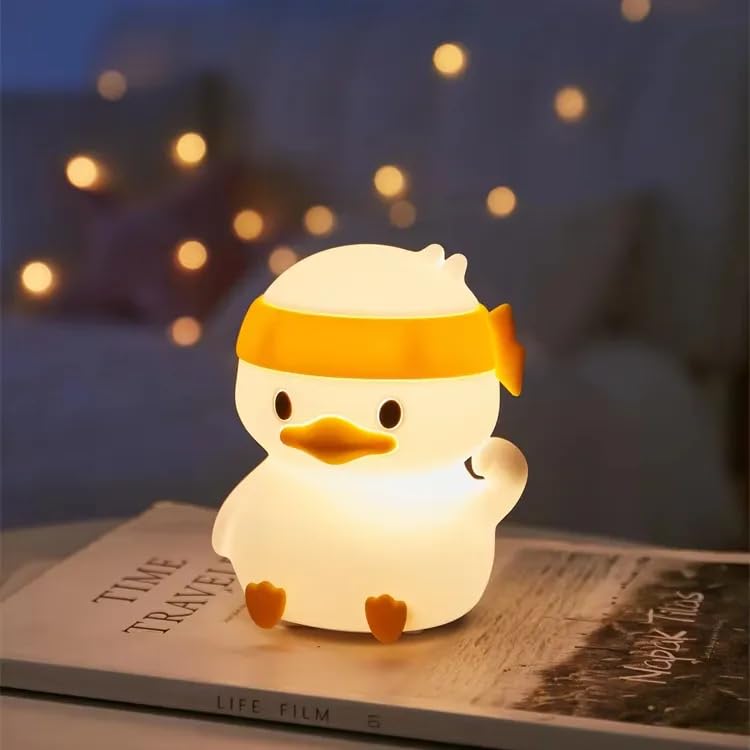 Image of Heavy Quality Soft Silicone Kids Night Lights Lamps for Decoration Warm Dimmable USB Rechargeable Lamps Touch Control Sensor Duck Lamp for Baby Room /Bedroom /Living Room /Home